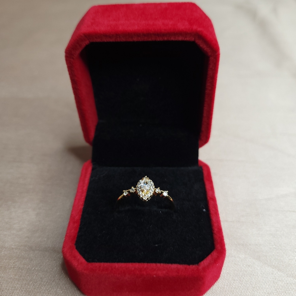 18K Gold Plated Eye Shaped Cubic Zircon Ring